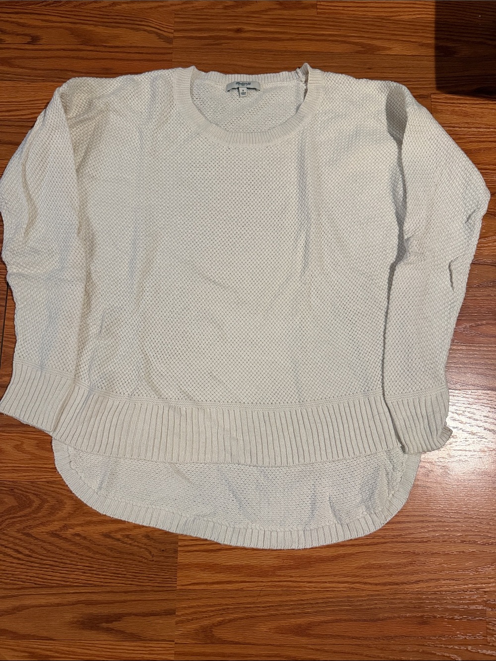 Madewell White Cream Waffle Crewneck Sweater
